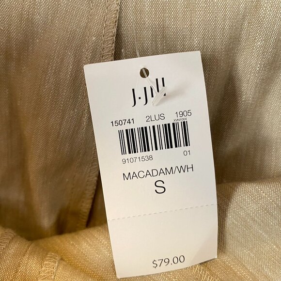 NWT J.Jill Women's Linen Stretch Pants Small Beige Straight Elastic Waist Casual - Picture 9 of 12